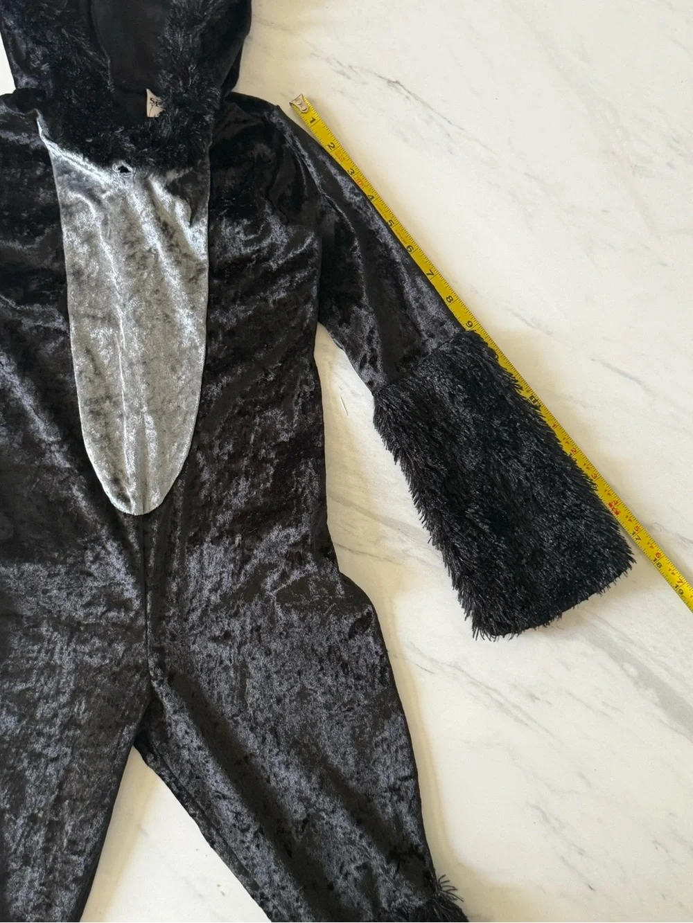 Spirit Kids Black Cat Costume Small Furry Velour Jumpsuit Tail Halloween size S